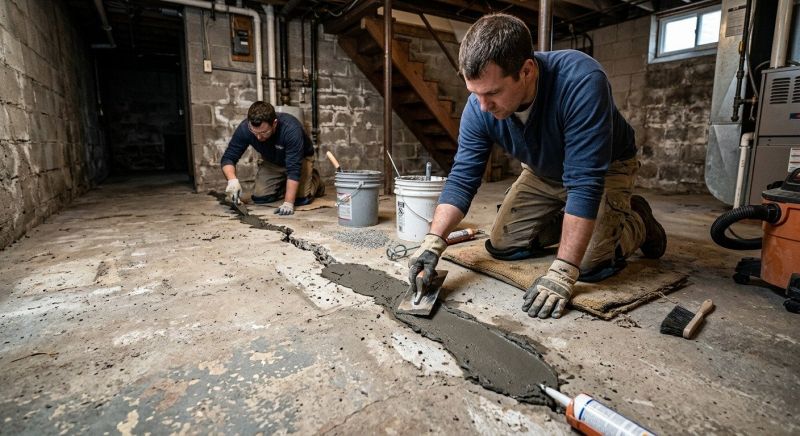 Cracked Basement Floor Repair in Tulsa County, OK
